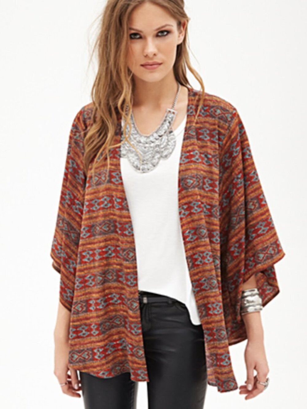 Forever 21 Western Southwestern Flowy Kimono Topper
